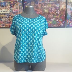 Lane Bryant Teal Diamond Print Blouse